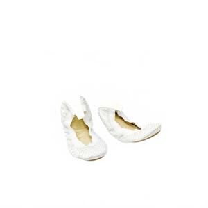 NEW YOSI SAMRA girls foldable ballet flat shoes in white dove